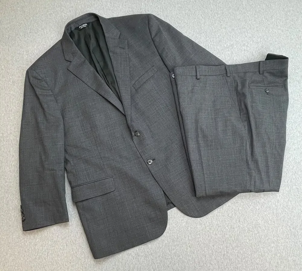Jos A Bank Suit‎ Mens Glen Plaid Wool 48R Stretch Traveler Pants 43 x 27 - 2 Pcs